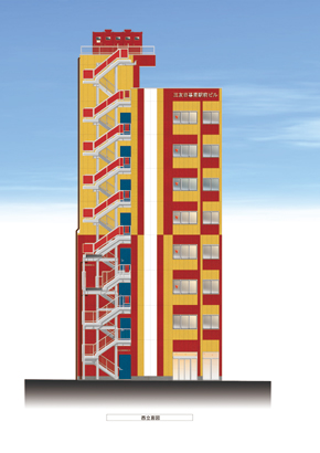 【株式会社都市建築事務所】三友日暮里駅前ビル・南立面図