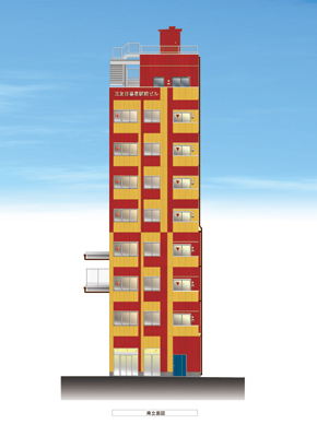 【株式会社都市建築事務所】三友日暮里駅前ビル・西立面図